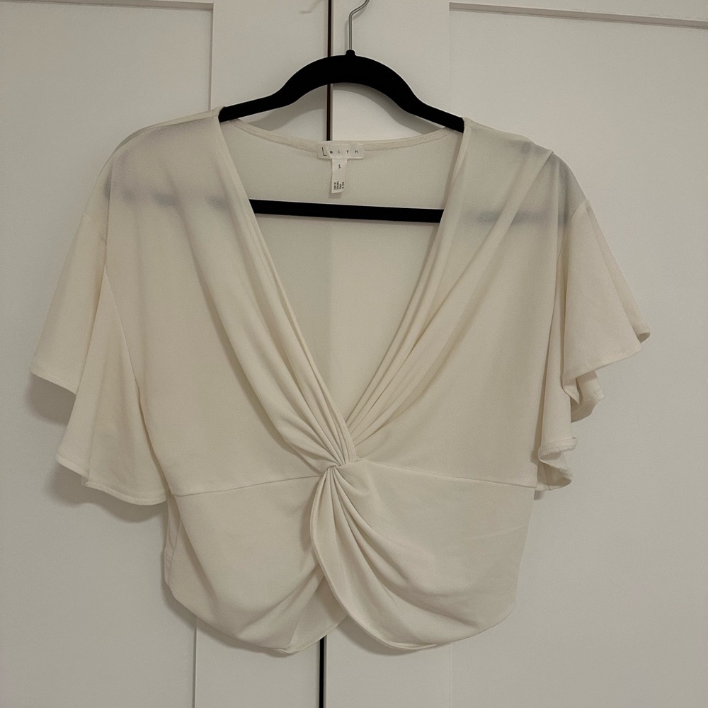 Leith Flounce Crop Top with Front knot Detail